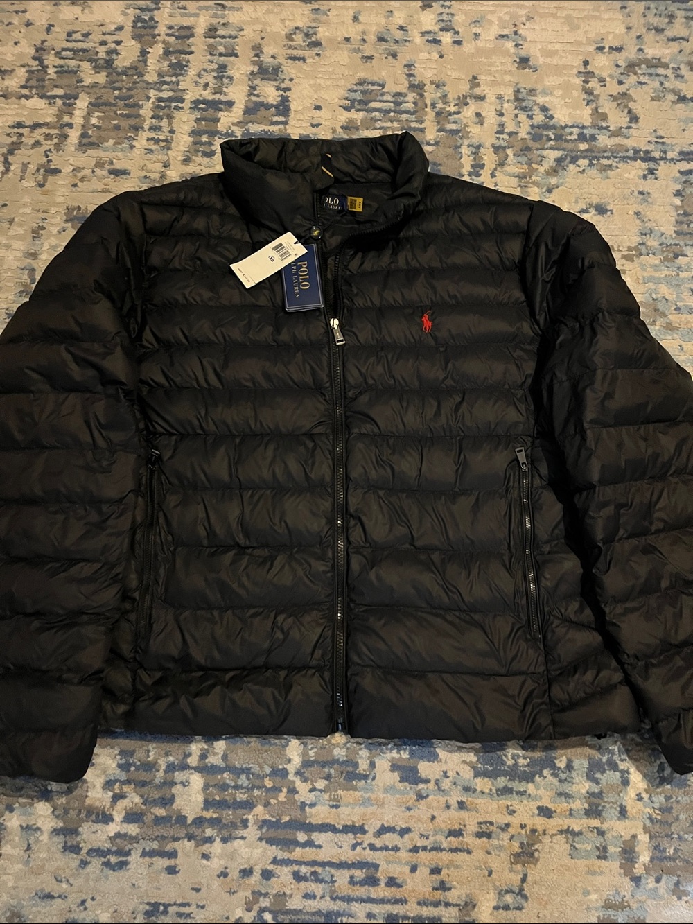 Polo by Ralph Lauren Black Quilted Puffer Jacket with Red Pony